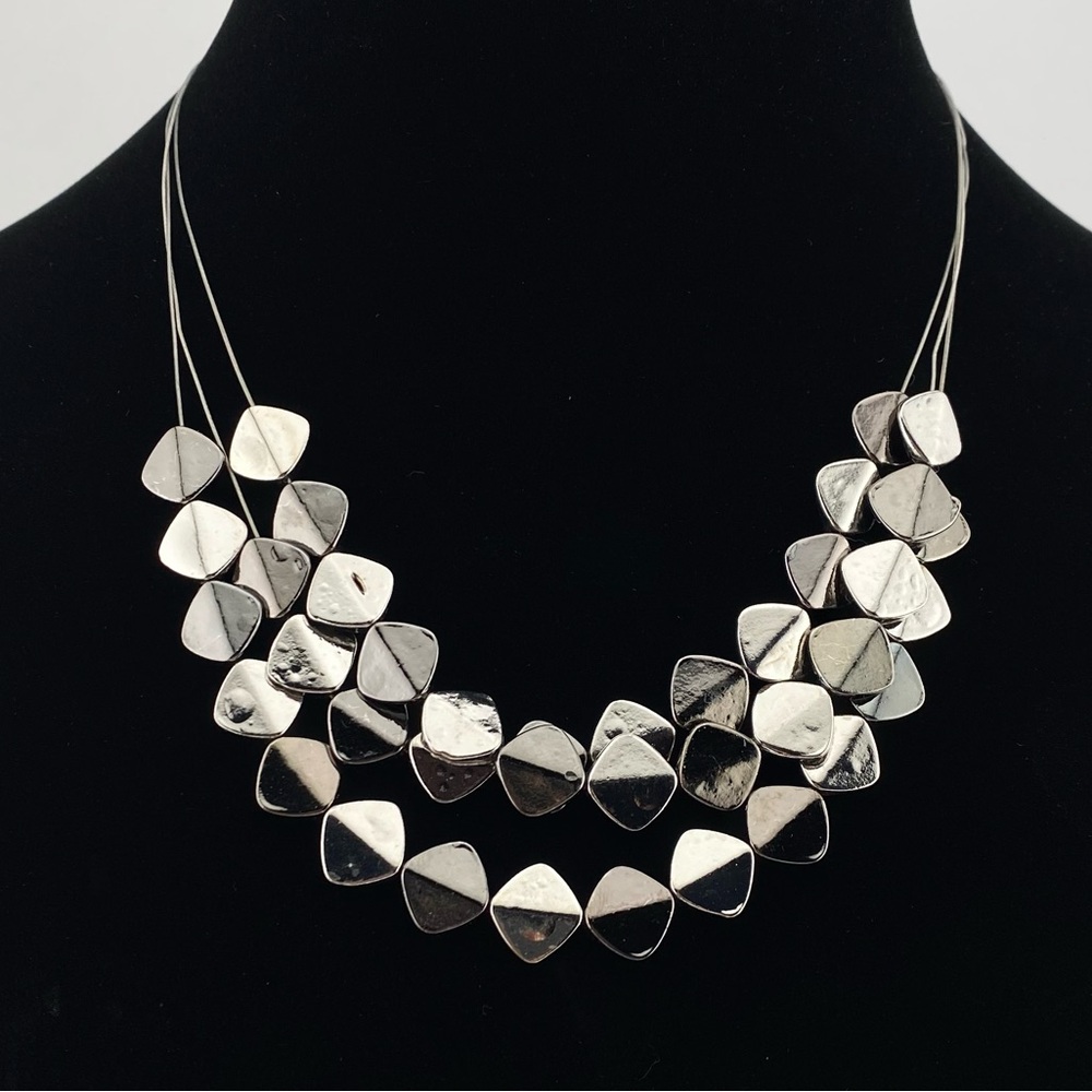 Silver Tone Geometric Necklace
